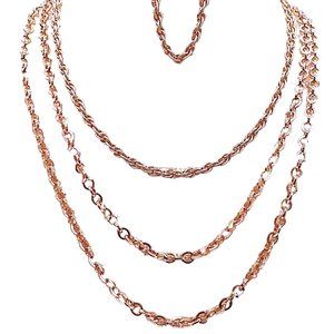 Bundle Lot Jewelry 2-Goldtone Chains 48" + 18" link with 7" matching Bracelet